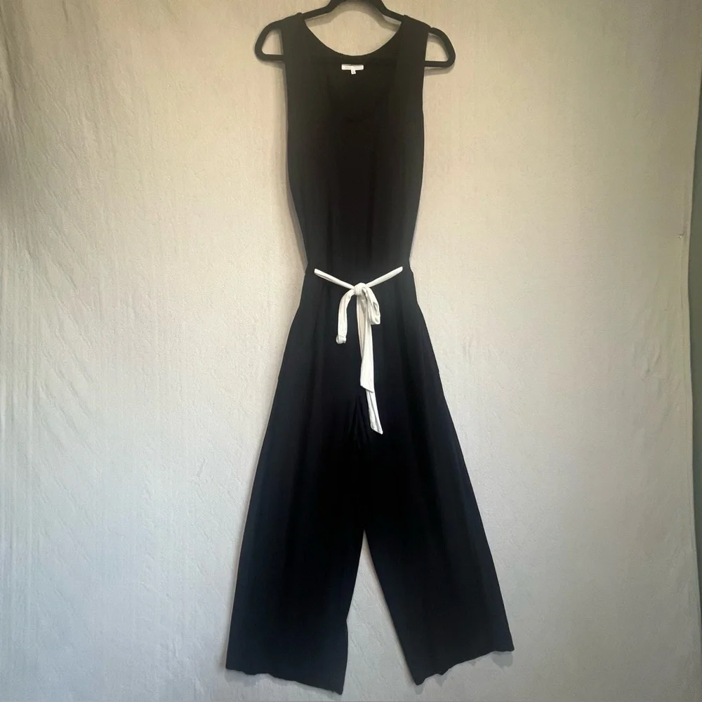 Soma Weekend Wide Leg Black Belted Jumpsuit Sz XL Loungewear - Picture 1 of 15